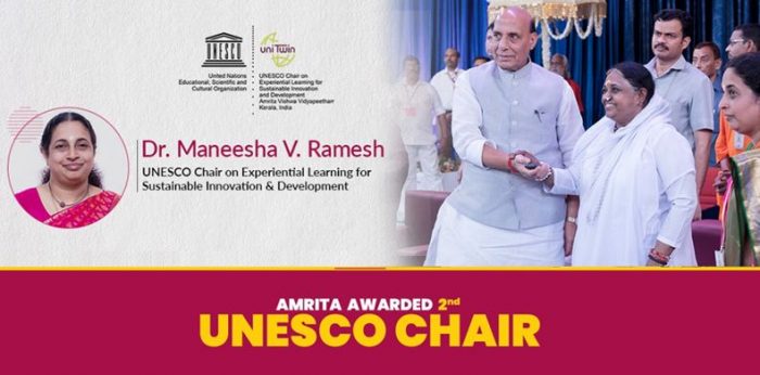 Amrita Vishwa Vidyapeetham Awarded UNESCO Chair for Experiential Learning for Sustainable Innovation & Development