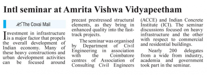 Amrita Organizes International Seminar on Precast Prestressed Concrete