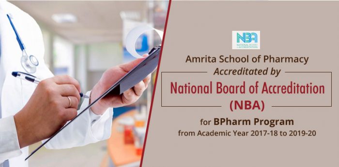 Amrita School of Pharmacy Accreditated by National Board of Accreditation for BPharm Program