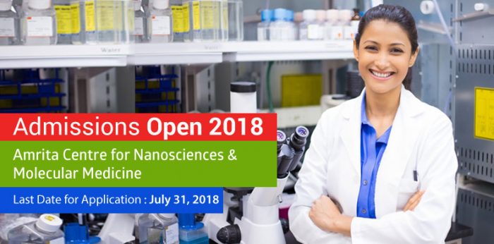 Deadline Extended for MSc & MTech Admissions 2018 – Amrita Centre for Nanosciences & Molecular Medicine