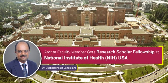 Amrita Faculty Member Gets Research Scholar Fellowship at National Institute of Health (NIH) USA