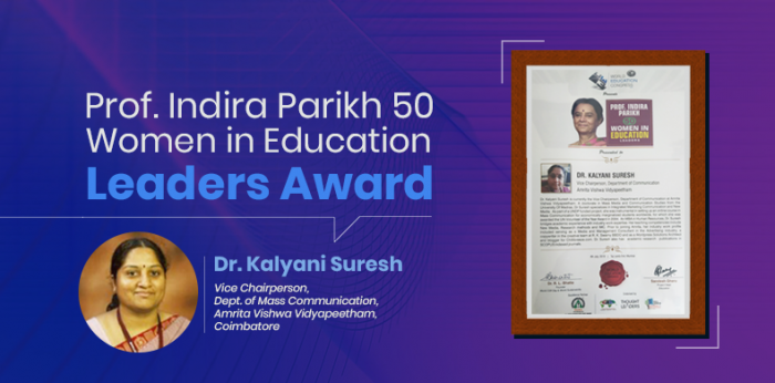 Faculty Gets Prof. Indira Parikh 50 Women in Education Leaders Award