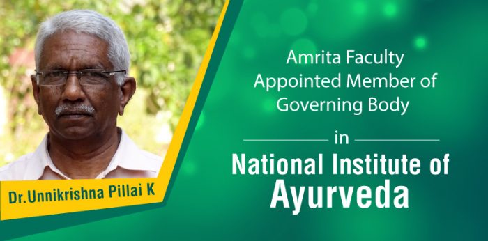 Amrita Faculty Appointed Member of Governing Body in National Institute of Ayurveda