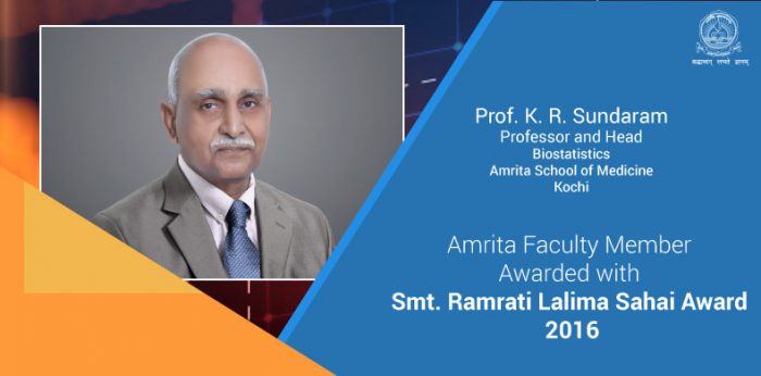 Amrita Faculty Member Awarded with Smt. Ramrati Lalima Sahai Award 2016